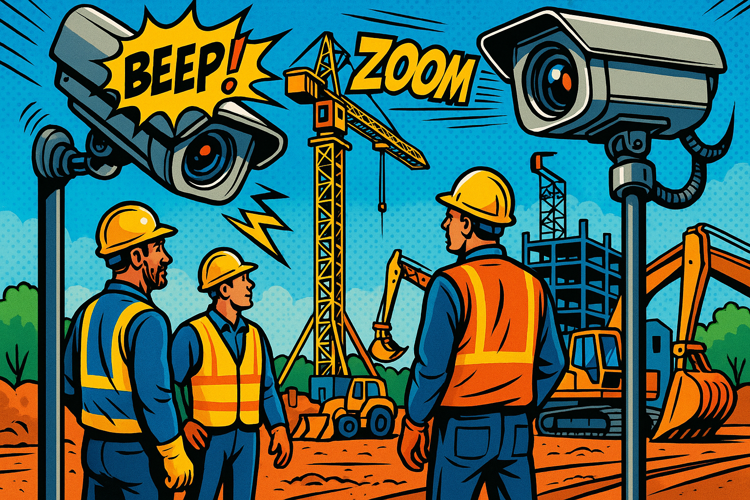 baustellen video ünerwachung im comic style